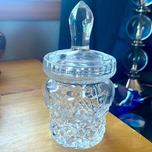 Crystal Clear Industries "Essex" Jam Jelly Honey Bowl With Notched Lid 6 1/4”